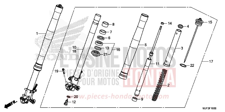 FRONT FORK for CRF1000 MAT BALLISTIC BLACK METALLIC (NHA86) from 2017