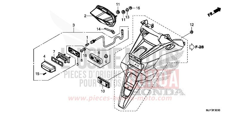 TAILLIGHT/LICENSE LIGHT for CRF1000 MAT BALLISTIC BLACK METALLIC (NHA86) from 2017