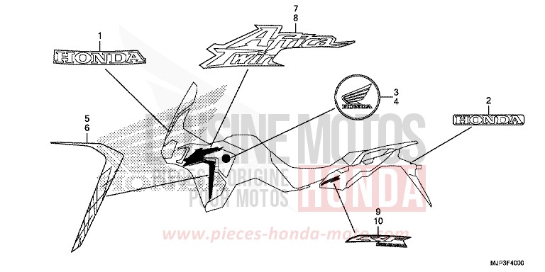 MARK/EMBLEM (MONOCHROME) for CRF1000 MAT BALLISTIC BLACK METALLIC (NHA86) from 2017