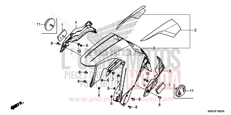 FRONT FENDER for CRF1000 PEARL GLARE WHITE (NHB53HA) from 2018