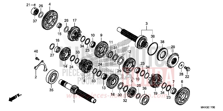 TRANSMISSION (CRF1000A/A2/AL/AL2) for CRF1000 GRAND PRIX RED (R380B) from 2018