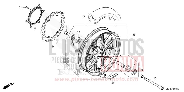 FRONT WHEEL (CB500FK,CB500FAK/L/M) for CB500F CANDY ENERGY ORANGE (YR249) from 2019