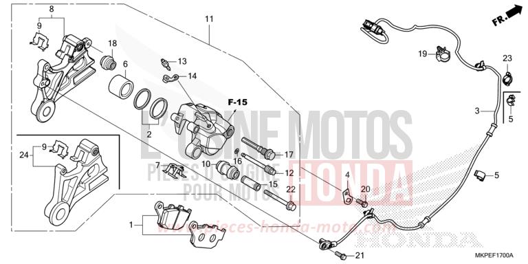 REAR BRAKE CALIPER for CB500F CANDY ENERGY ORANGE (YR249) from 2019