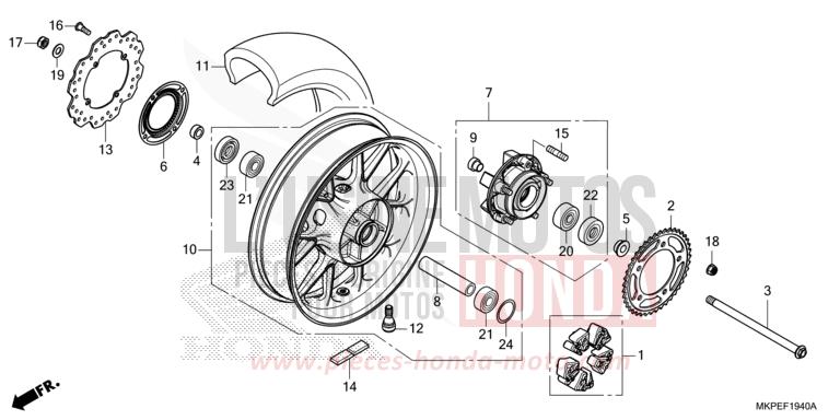 REAR WHEEL for CB500F CANDY ENERGY ORANGE (YR249) from 2019