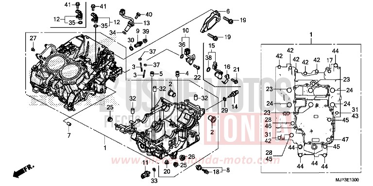 CRANKCASE for CRF1000 DEGITAL SILVER METALLIC (NHA30) from 2016