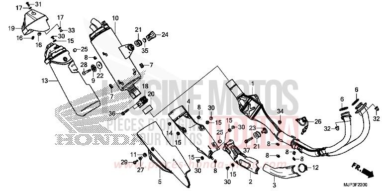 EXHAUST MUFFLER for CRF1000 DEGITAL SILVER METALLIC (NHA30) from 2016