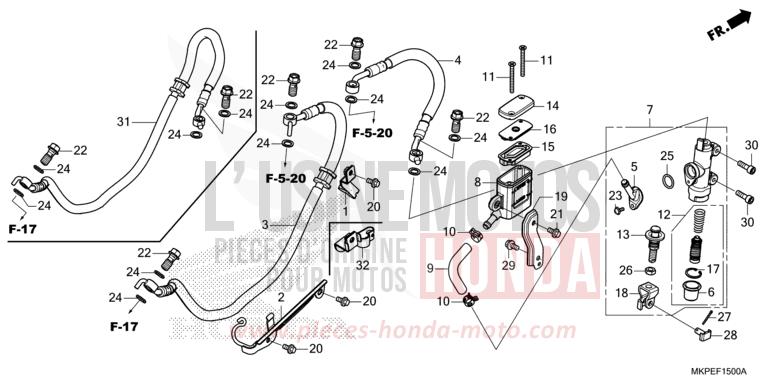 REAR BRAKE MASTER CYLINDER for CB500F GRAND PRIX RED (R380) from 2019