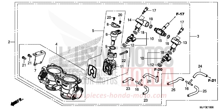THROTTLE BODY for CRF1000 CANDY PROMINENCE RED (R342) from 2017