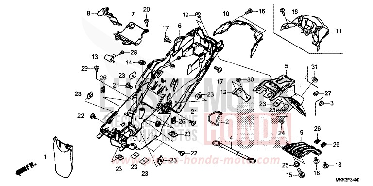 REAR FENDER for CRF1000 GRAND PRIX RED (R380B) from 2018