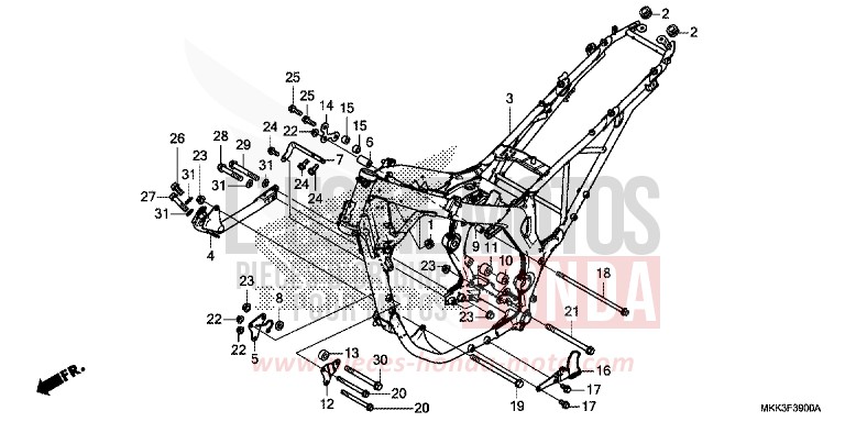 FRAME BODY for CRF1000 VICTORY RED (R334B) from 2018