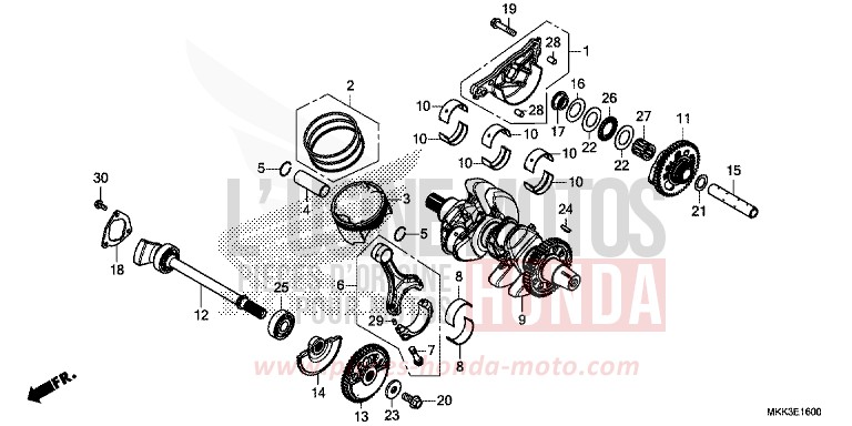 CRANKSHAFT/PISTON for CRF1000 MAT BALLISTIC BLACK METALLIC (NHA86) from 2018
