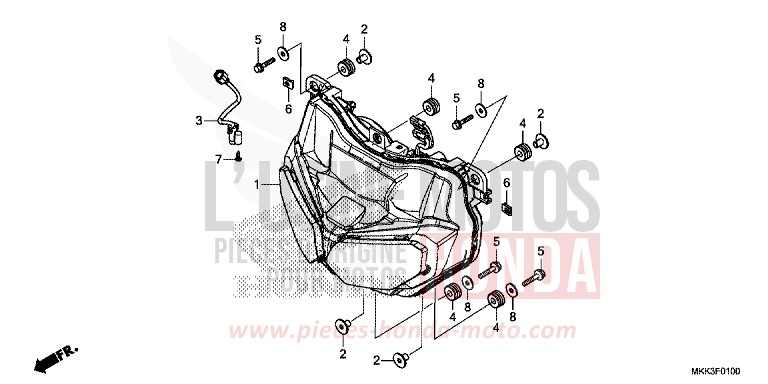 HEADLIGHT for CRF1000 MAT BALLISTIC BLACK METALLIC (NHA86) from 2018