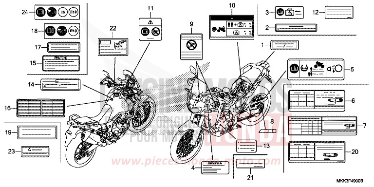 CAUTION LABEL (CRF1000A/AL/D/DL) for CRF1000 MAT BALLISTIC BLACK METALLIC (NHA86) from 2018
