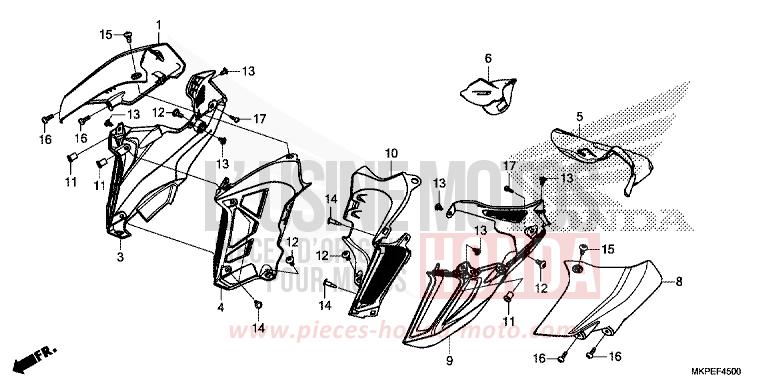 MIDDLE COWL for CB500F MAT GUNPOWDER BLACK METALLIC (NH436) from 2019