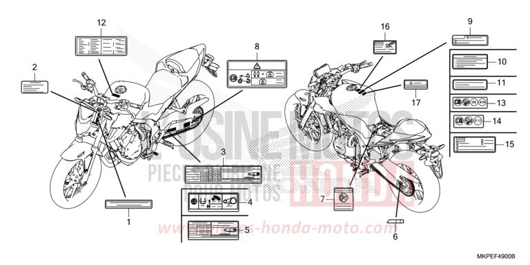 CAUTION LABEL for CB500F MAT GUNPOWDER BLACK METALLIC (NH436) from 2019