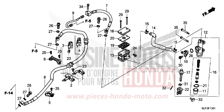 REAR BRAKE MASTER CYLINDER (CRF1000A/CRF1000D) for CRF1000 CANDY PROMINENCE RED (R342) from 2017