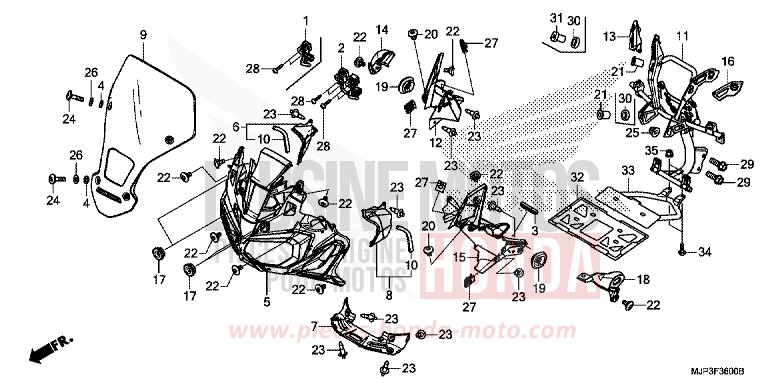 FRONT COWL for CRF1000 CANDY PROMINENCE RED (R342) from 2017