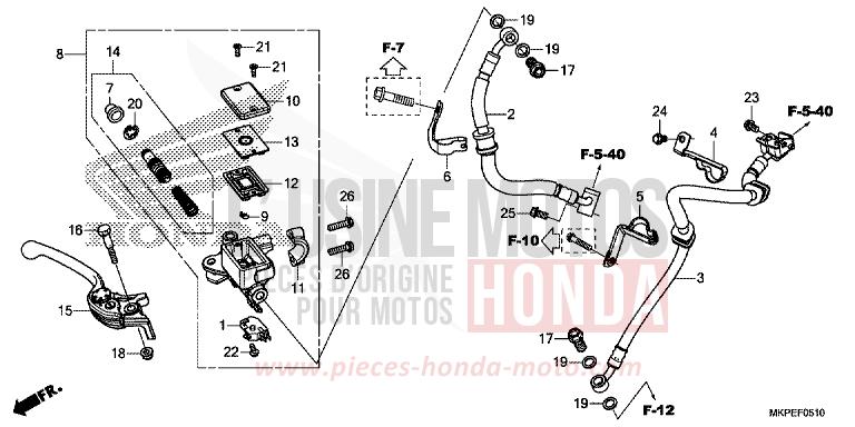 FRONT BRAKE MASTER CYLINDER (CB500FAK/L/M) for CB500F PEARL METALLOID WHITE (NHA96) from 2019