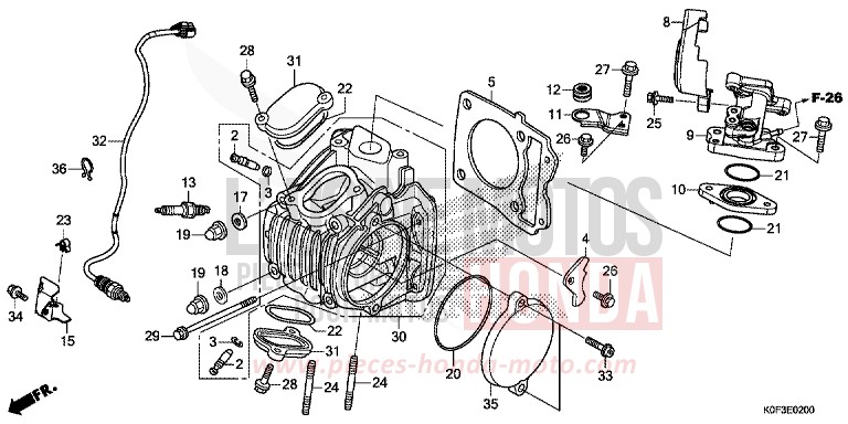 CYLINDER HEAD for Monkey PEARL NEBULA RED (R376) from 2019