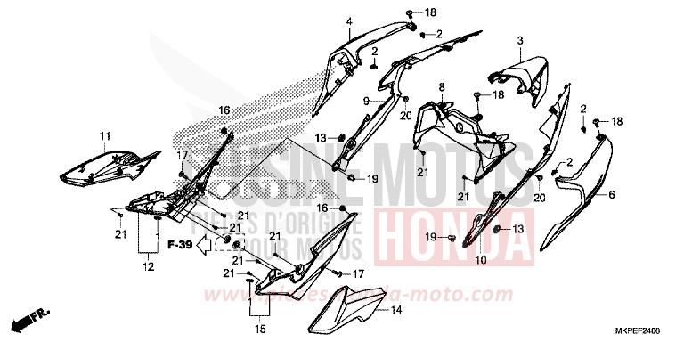 SIDE COVER/REAR COWL for CB500F CANDY CARIBBEAN BLUE SEA (B189) from 2021