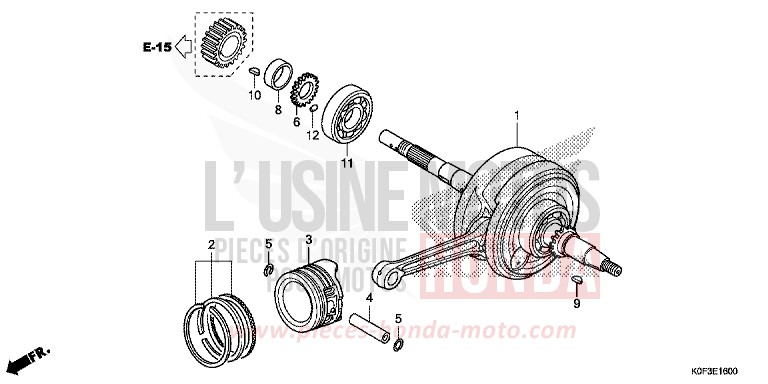 CRANKSHAFT/PISTON for Monkey PEARL NEBULA RED (R376) from 2019