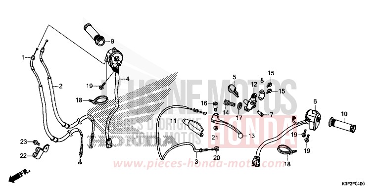 HANDLE LEVER/SWITCH/CABLE for Monkey PEARL NEBULA RED (R376) from 2019