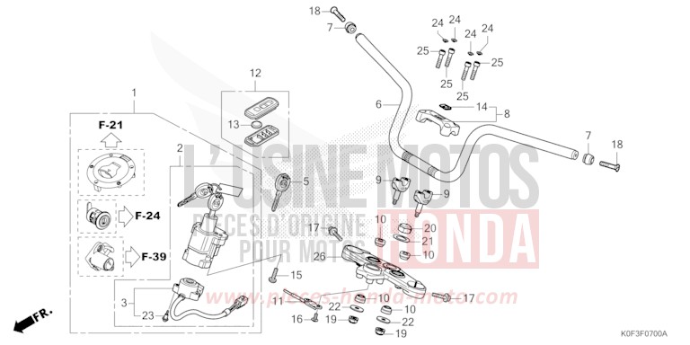 HANDLE PIPE for Z125MA PEARL NEBULA RED (R376) from 2019
