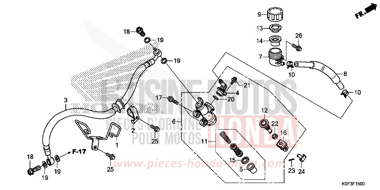 REAR BRAKE MASTER CYLINDER for Monkey PEARL NEBULA RED (R376) from 2019