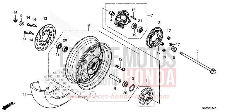REAR WHEEL for Monkey PEARL NEBULA RED (R376) from 2019