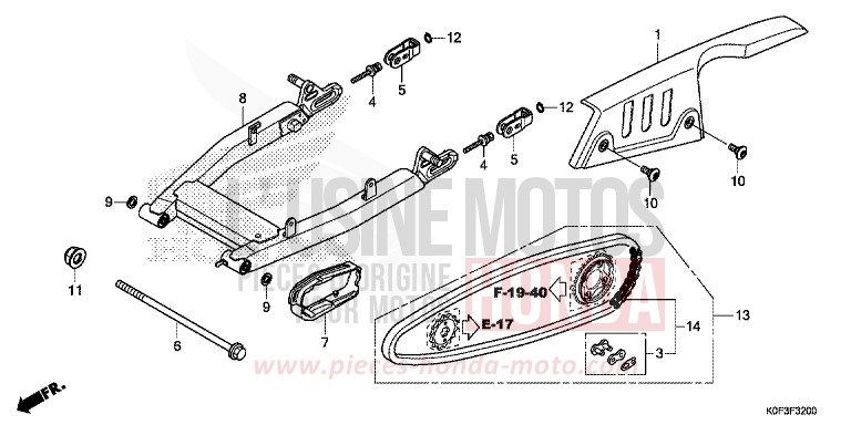 SWINGARM for Z125MA PEARL NEBULA RED (R376) from 2019