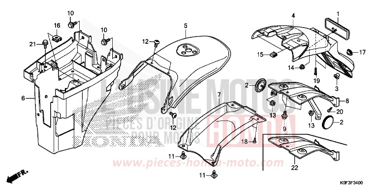 REAR FENDER for Monkey PEARL NEBULA RED (R376) from 2019