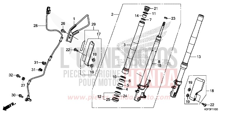 FRONT FORK for Z125MA PEARL SHINING BLACK (NHB98) from 2019