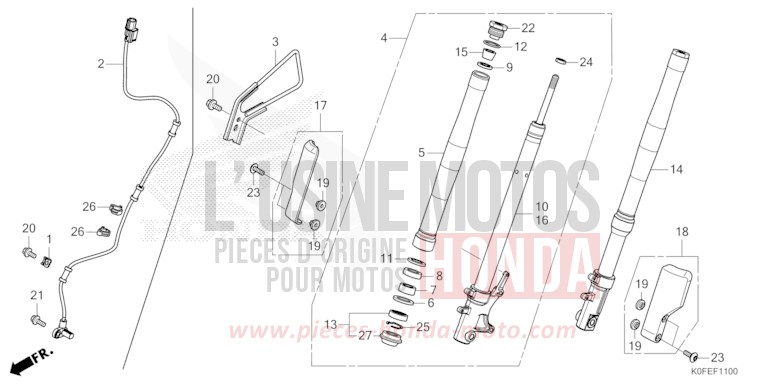 FRONT FORK for Monkey PEARL GLITTERING BLUE (B231) from 2022