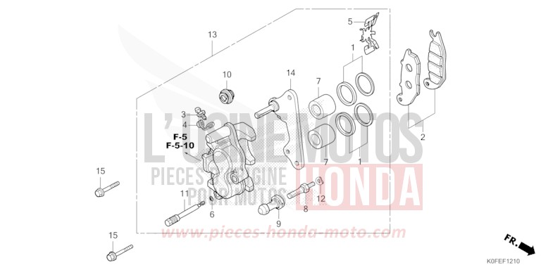 FRONT BRAKE CALIPER for Z125MA PEARL NEBULA RED (R376) from 2022