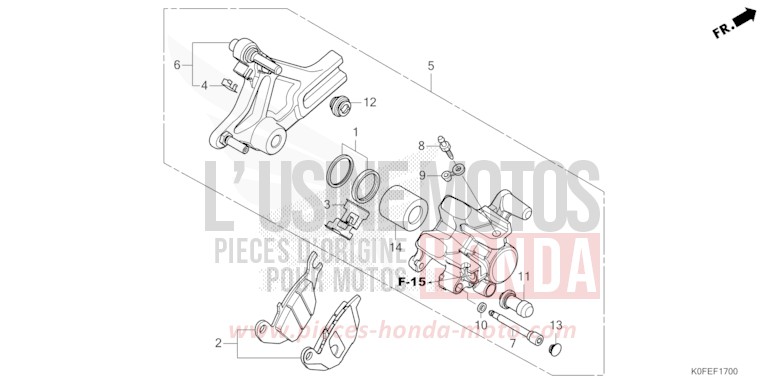 REAR BRAKE CALIPER for Monkey PEARL NEBULA RED (R376) from 2022