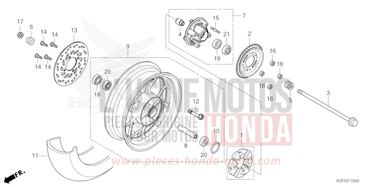 REAR WHEEL for Monkey PEARL NEBULA RED (R376) from 2022