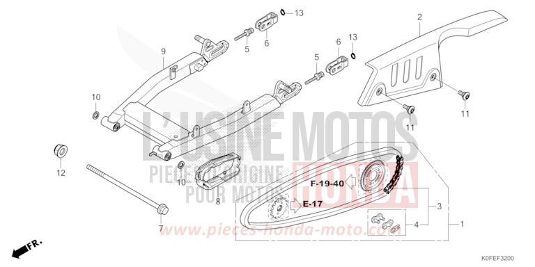 SWINGARM for Z125MA PEARL NEBULA RED (R376) from 2022