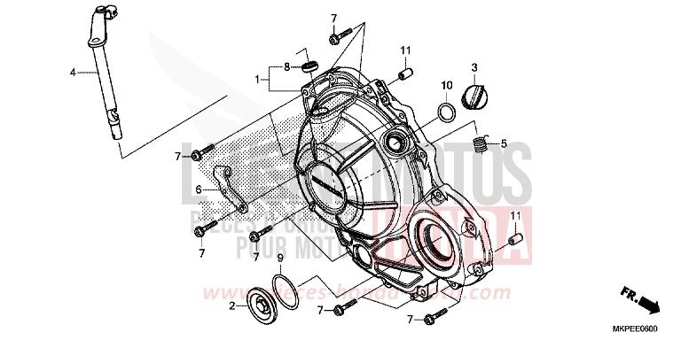 RIGHT CRANKCASE COVER for CB500F GRAND PRIX RED (R380) from 2021