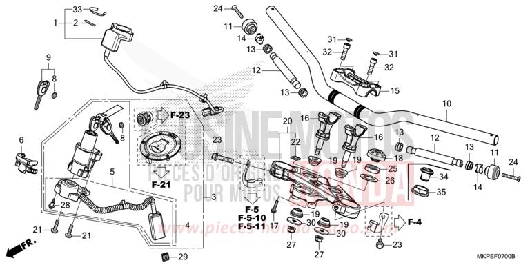 HANDLE PIPE/TOP BRIDGE for CB500F MAT AXIS GRAY METALLIC (NH303) from 2022