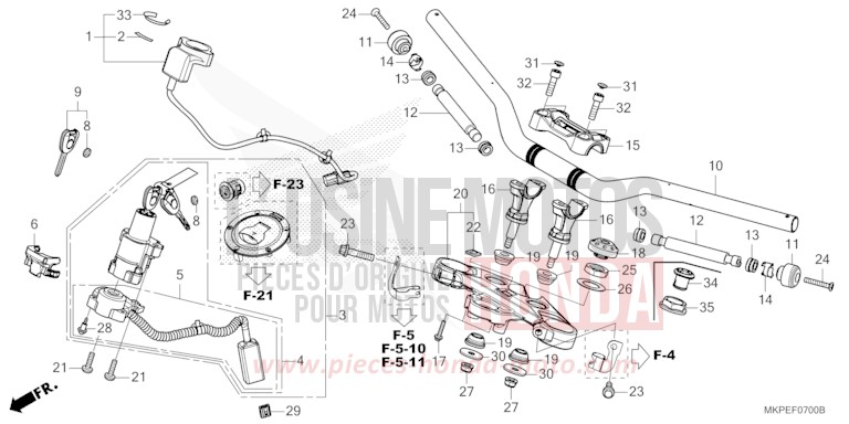 HANDLE PIPE/TOP BRIDGE for CB500F PEARL DUSK YELLOW (Y238) from 2022