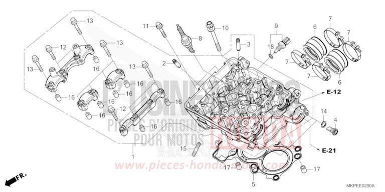 CYLINDER HEAD for CB500F PEARL SMOKY GRAY (NHC53) from 2022