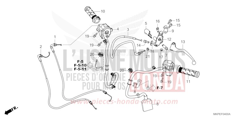 HANDLE LEVER/SWITCH/CABLE for CB500F PEARL SMOKY GRAY (NHC53) from 2022
