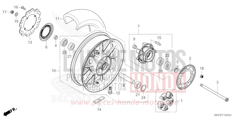 REAR WHEEL for CB500F PEARL SMOKY GRAY (NHC53) from 2022