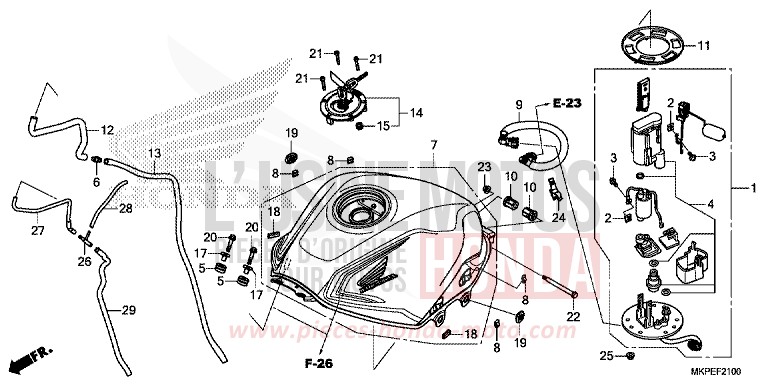 FUEL TANK/FUEL PUMP for CB500F PEARL SMOKY GRAY (NHC53) from 2022