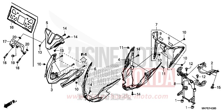 UPPER COWL for CB500F PEARL SMOKY GRAY (NHC53) from 2022