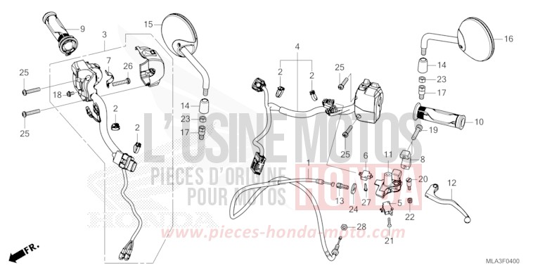 HANDLE SWITCH/LEVER/CABLE/MIRROR (CMX1100A/A2) for CMX1100 GUNMETAL BLACK METLLIC (NHC52) from 2022