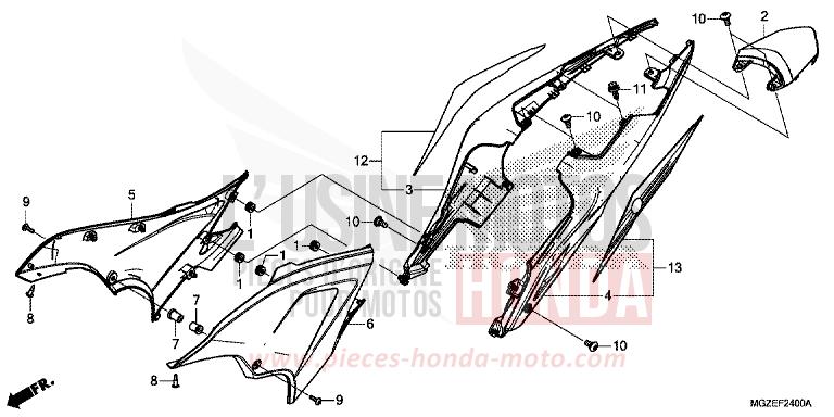SIDE COVER/REAR COWL for CB500F MAT GUNPOWDER BLACK METALLIC (NH436X) from 2015