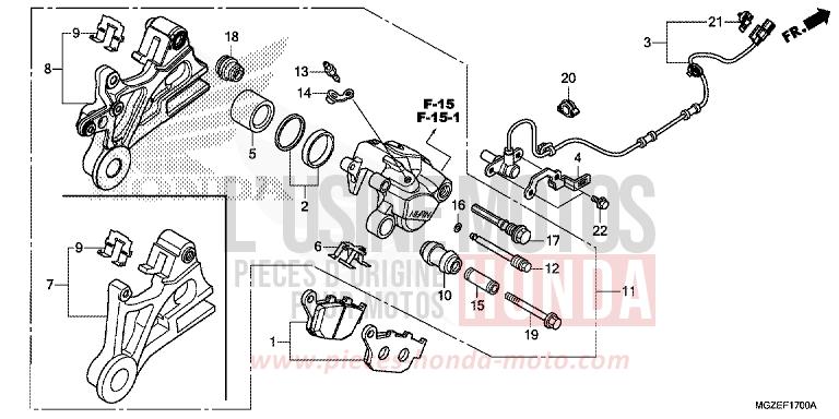 REAR BRAKE CALIPER for CB500F ROSS WHITE (NH196K) from 2015