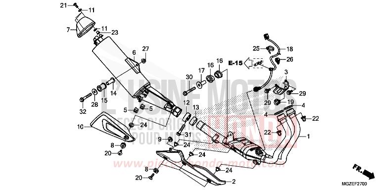 EXHAUST MUFFLER for CB500F ROSS WHITE (NH196K) from 2015