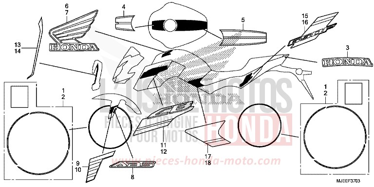MARCHIO (4) per CB650F MILLENNIUM RED (R263) del 2017